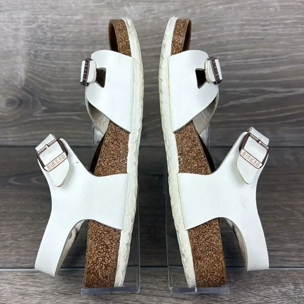 Birkenstock Rio Birko Flor White Leather Women’s Sz 3/EU 34 Slingback Sandals